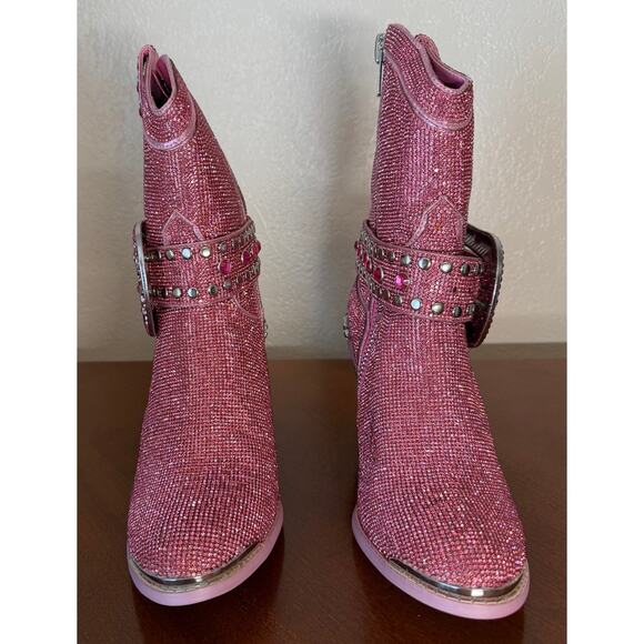 ClubEXX Sheriff Shine Cowboy Boots Pink Size 8M New In Box Rhinestones Bling - Picture 5 of 9